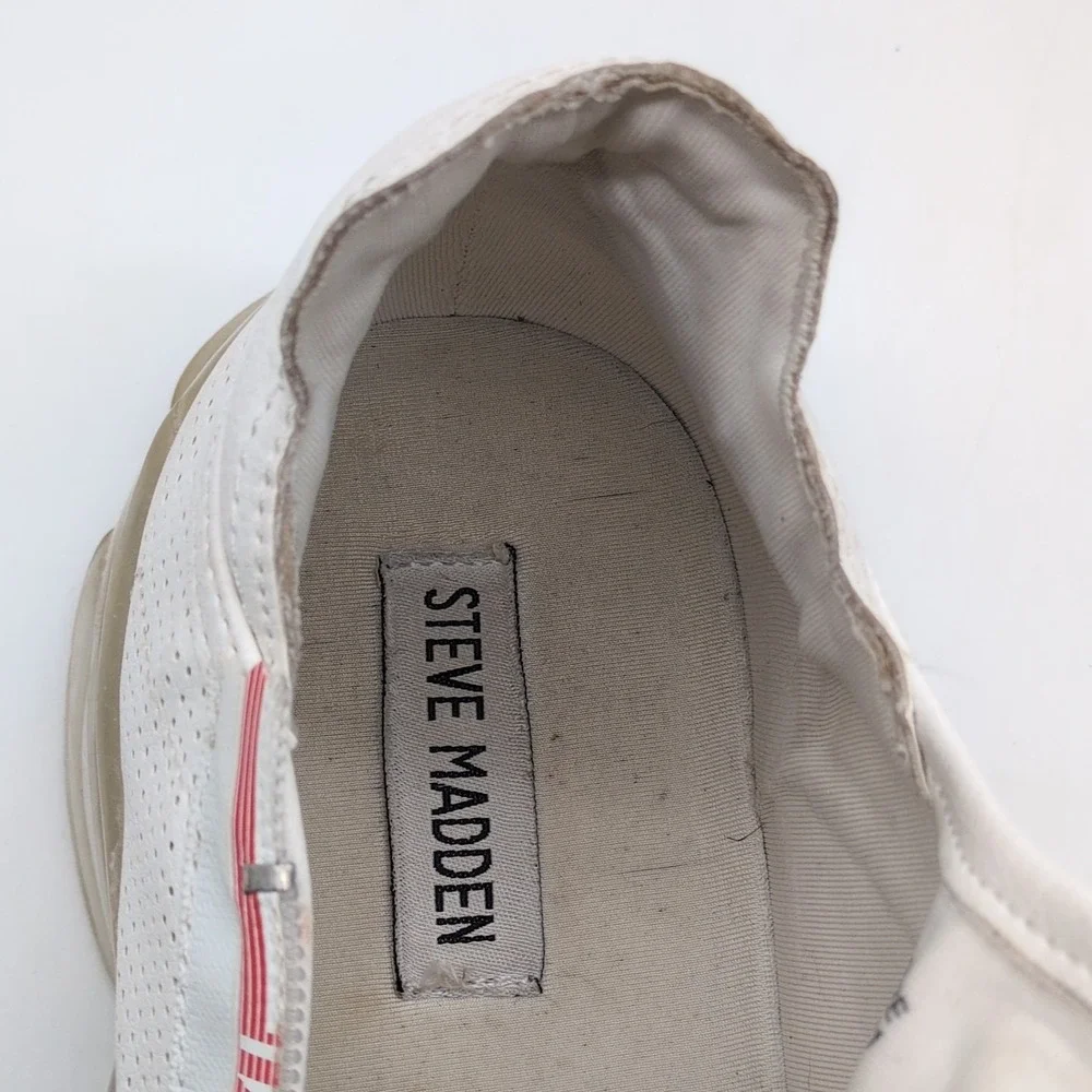 Steve Madden Sneakers Womens‎ Measure White 8 Fitness Running Shoes Side Zip